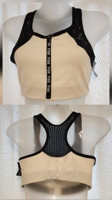 NEW VICTORIA'S SECRET SPORT BRA front zipper more like medium Women's - L