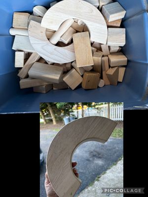 Large lot of wooden blocks