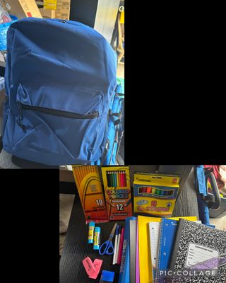 NEW BACKPACK WITH NEW SCHOOL SUPPLIES