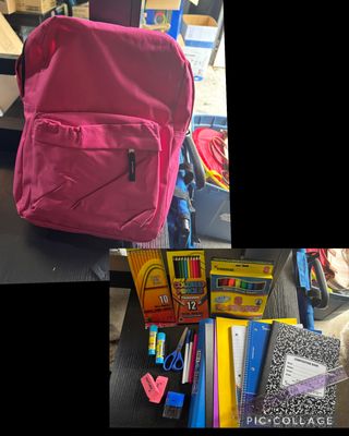 NEW BACKPACK WITH NEW SCHOOL SUPPLIES