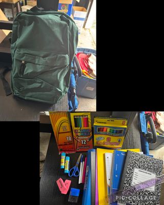 NEW BACKPACK WITH NEW SCHOOL SUPPLIES
