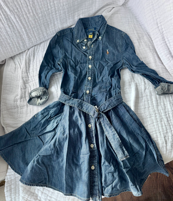 Polo Ralph Lauren Denim Long Sleeve Belted Dress Size 7 7-8