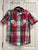 Hawk Red white grey and blue plaid button down shirt sleeve shirt Men's - M