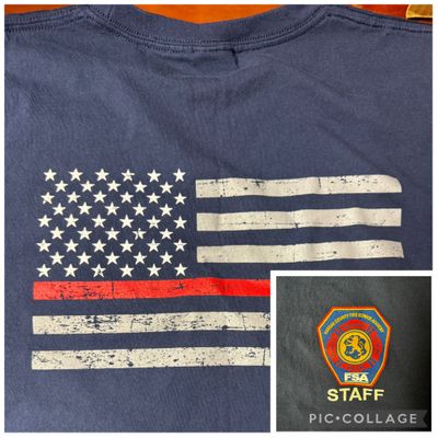 Mens Fire Department Tshirt Mens Fire Department Tshirt. Flag on back, badge on front Men's - L