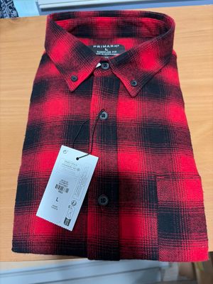 Primark NWT size L red checkered buffalo plaid button down shirt Men's - L