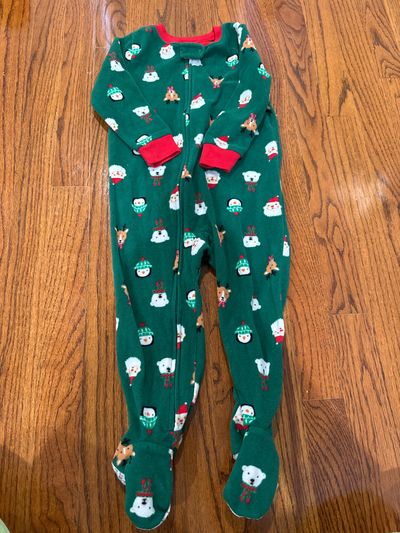 Carters Holiday fleece pj onesie 2T
