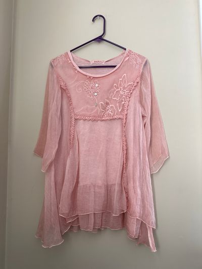 Simply Couture Rose Pink Chiffon Top Women's - M