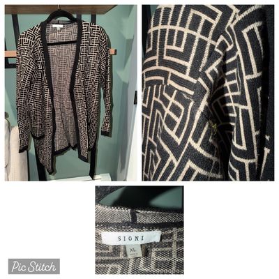 Sioni Black and beige long cardigan Women's - XL