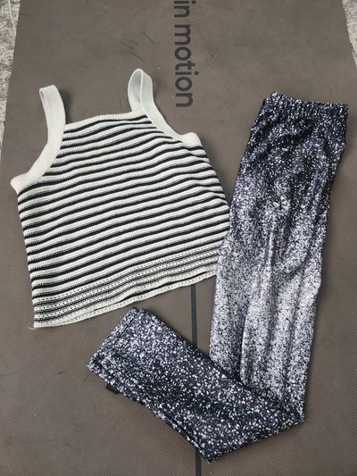 Pixielane ombre leggings and striped Cat & Jack ta  10-12