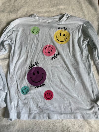 Justice Smiley face ls shirt 7-8