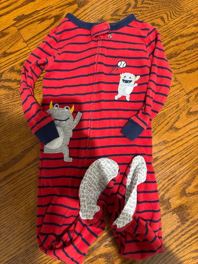 Carters Red stripe pjs footed 18 mo 18-24 Months