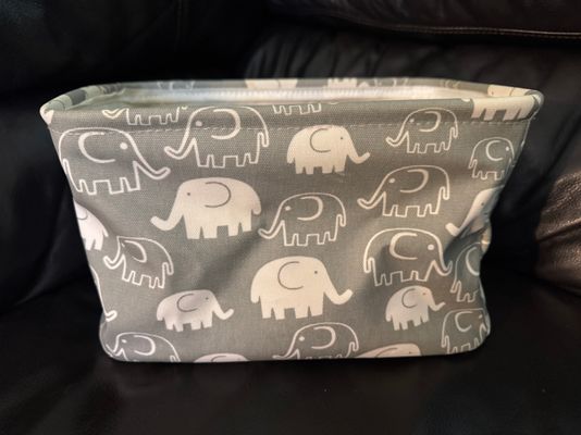 Hobby Lobby Elephant Grey & White Vinyl Storage Bin