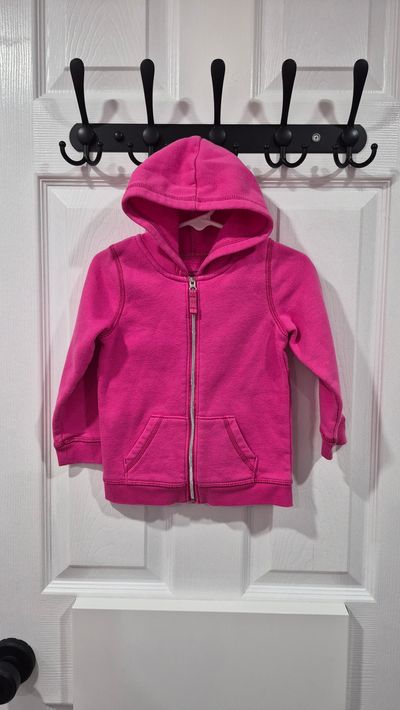 jumping beans pink hoodie zip up fleece sweater 24 Months
