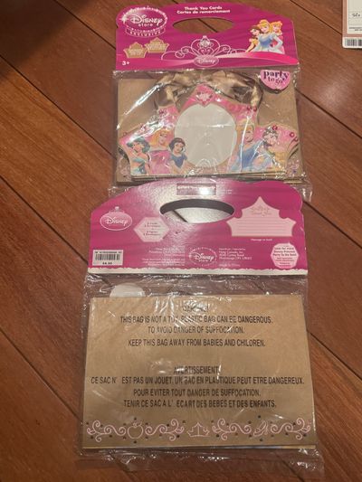 Brand new two packs of Disney princess thank you c Cards crown eight cards in each pack retail $4.50 each
