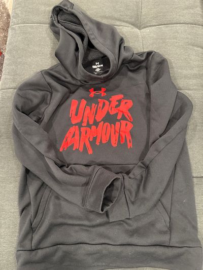 Under Armor Black with red lettering under armor hoodie 7-8