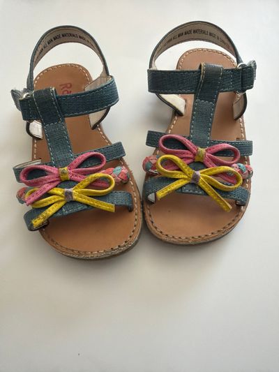 Rachel Shoes Chambray Bow Sandals  8 (Lil' Kid)