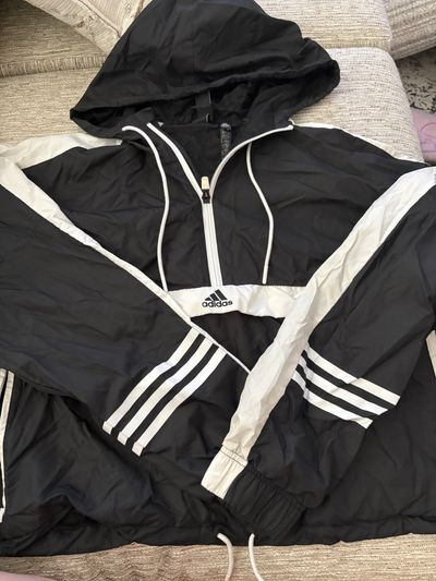 Adidas Hooded slight cropped three quarter zip jacket with pocket Women's - XL