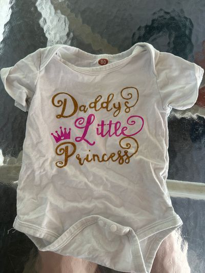 generic white short sleeve daddys princess onesie 12 Months