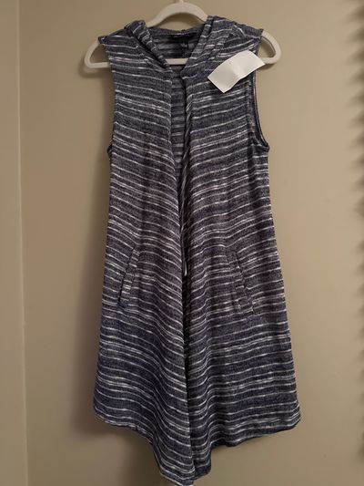 Inc Gray Striped Sweater Sleeveless Cardigan Women's - M