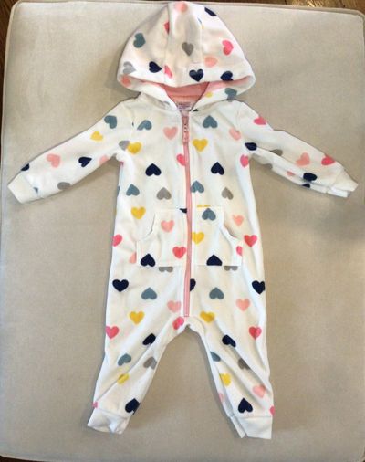 Carters fleece heart zip up hoodie suit  9 Months