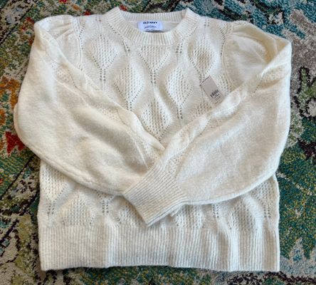 NEW with tags Old Navy pointelle knit sweater Ivory. SFPF home Women's - L