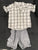 Childrens place Light gray shorts w/adjustable waist, gray white button down 12-24 Months