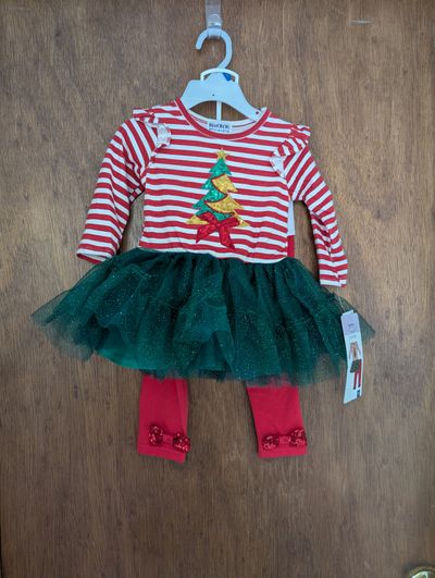 Blueberri blvd NEW 2 piece orig 64.00 Christmas dress with red leggings and Tutu 2T