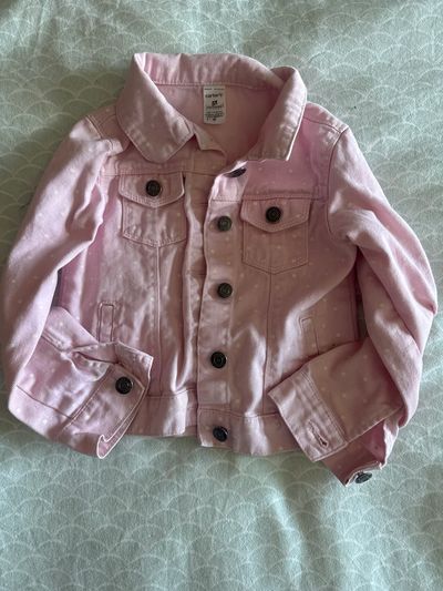 Carters Pink denim jacket with white polka dots 5T/5