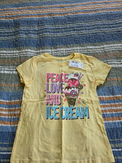 Childrens Place NEW WITH TAGS Size 5/6 Peace, Love and Ice Cream Tee 6T/6