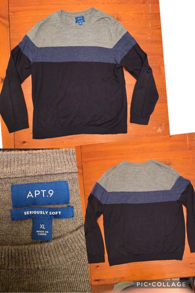 Apt 9 Color block sweater in Grey and blue Men's - XL