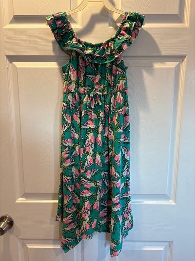 Cat & Jack Long sleeveless green/pink sundress with butterflies 7-8