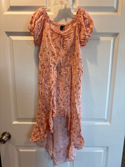 Art Class Peach colored shorts romper with long back 10-12