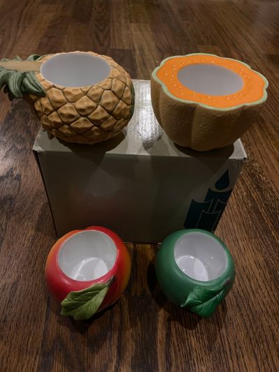 Partylite NEW 4 piece ceramic candle holder set in box