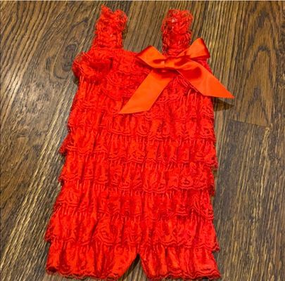 Red lace romper Size small website where I purchased stated Small 3-9 months. 6-9 Months