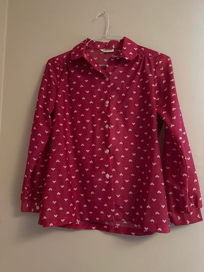 Alfred Dunner 14 Red Collar Sheer Dressy Top Women's - L
