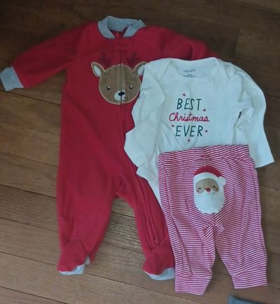 Carters baby Christmas bundle Reindeer onesie, best Christmas ever bodysuit and Santa pants 3 Months