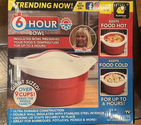 Brand New As Seen on TV, 6 Hour Bowl with Lid Brand New As Seen on TV, 6 Hour Bowl with Lid