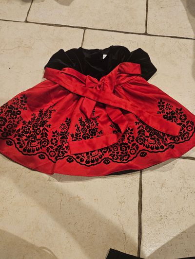 Rare Editions Black/Red Long Sleeve Dress 18 Months