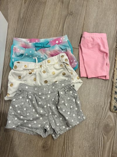 4 pack tie waist shorts & bike shorts assorted brands cat & jack, wonder nation, etc 5T