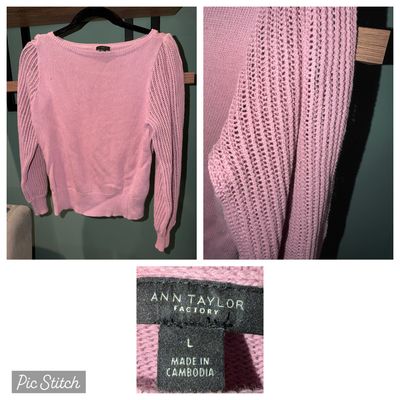 Ann Taylor Pink long sleeve top mesh sleeves Women's - L