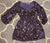 Flounce 9 Smocked/ cinched waste 3/4 sleeve brown and purple satin blouse Women's - M