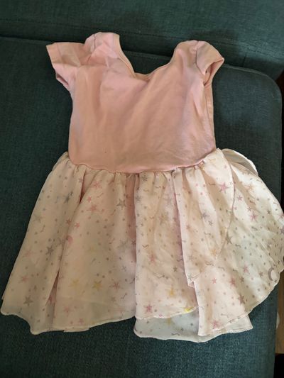 Size 4 to 5 pink leotard with star and moon skirt