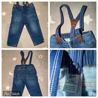 Osh Kosh Jean pants with suspenders 12 Months
