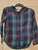 SO long sleeve Plaid multi color shirt with navy blue hoodie 10-12