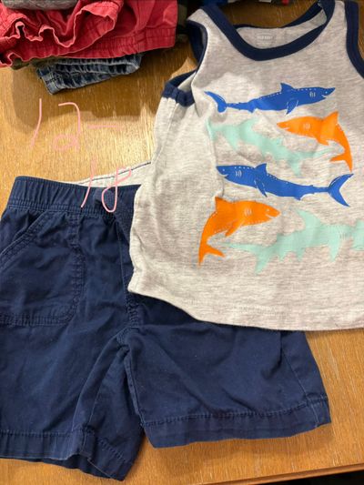 Old navy Shark tank blue shorts outfit 18-24 Months