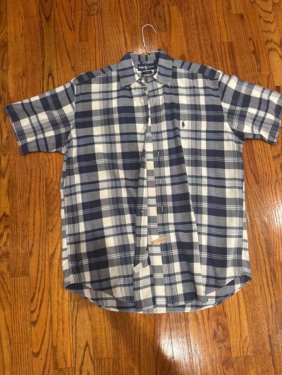 Polo Ralph Lauren Blue plaid short sleeve button down Blake fit 100 cotton Men's - M