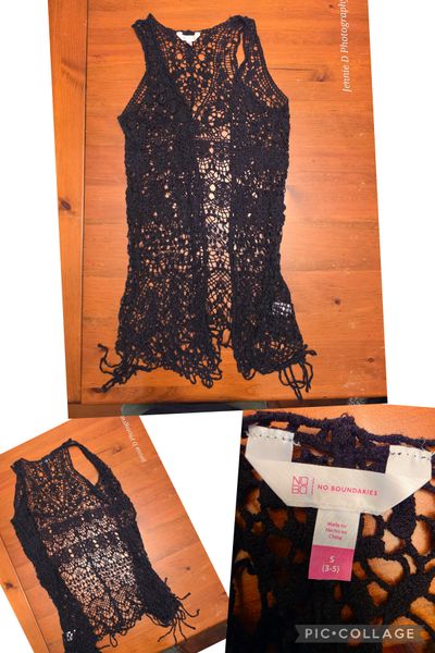 No boundaries Black crochet cover up/ tunic Women's - S