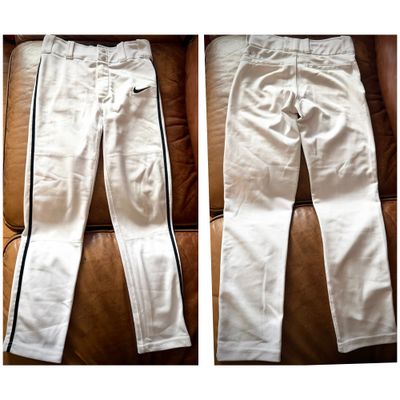 Nike Dri fit with black piping White baseball pants size small 10-12