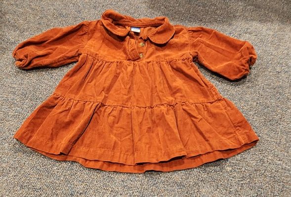Old Navy Long-Sleeve Corduroy Button-Front Tiered Dress for Baby 3-6 Months