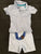 Gymboree 2-piece set blue white striped shorts, light blue polo shirt 18-24 Months